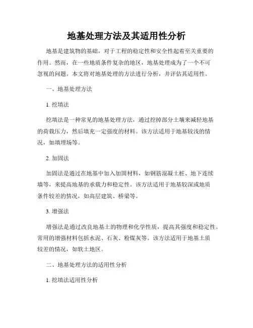 地基处理方法及其适用性分析