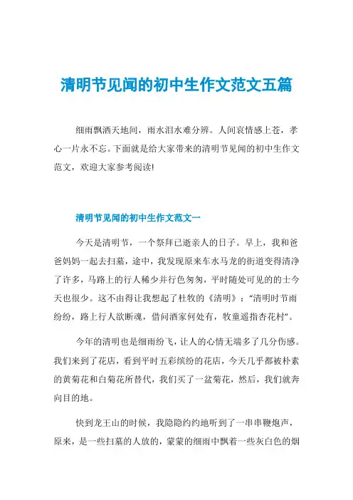 清明节见闻的初中生作文范文五篇
