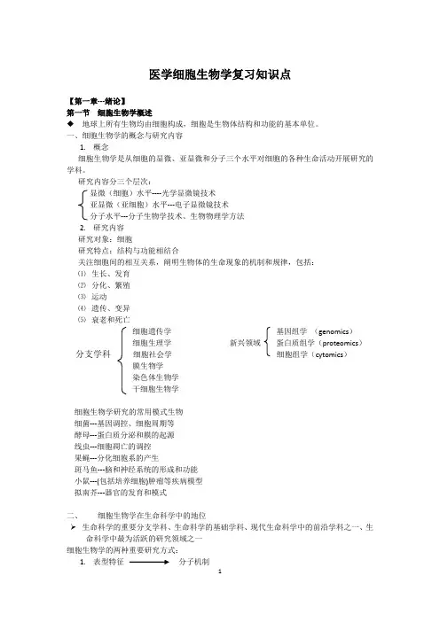 医学细胞生物第五版知识点大全