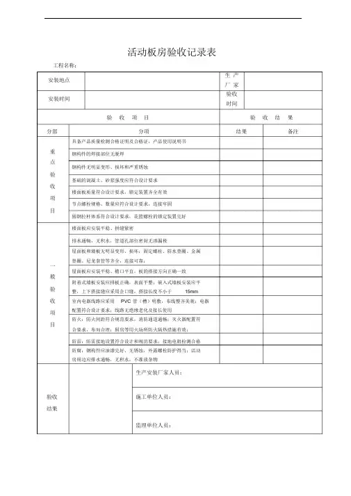 活动板房验收表