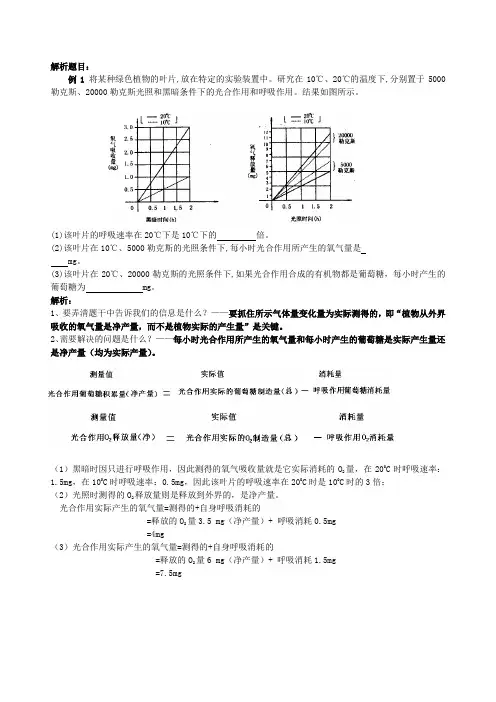 光合作用与呼吸作用的相关计算
