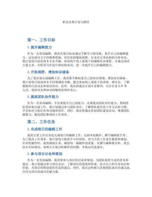 职业决策计划与路径