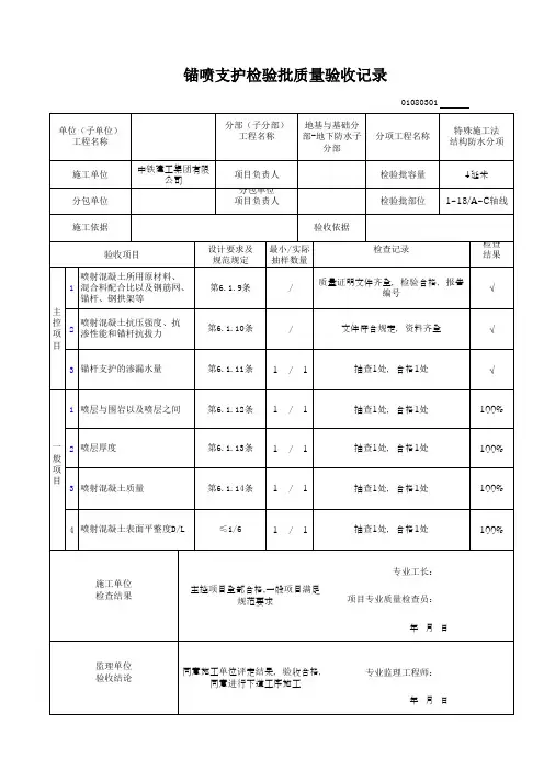 锚喷支护检验批质量验收记录