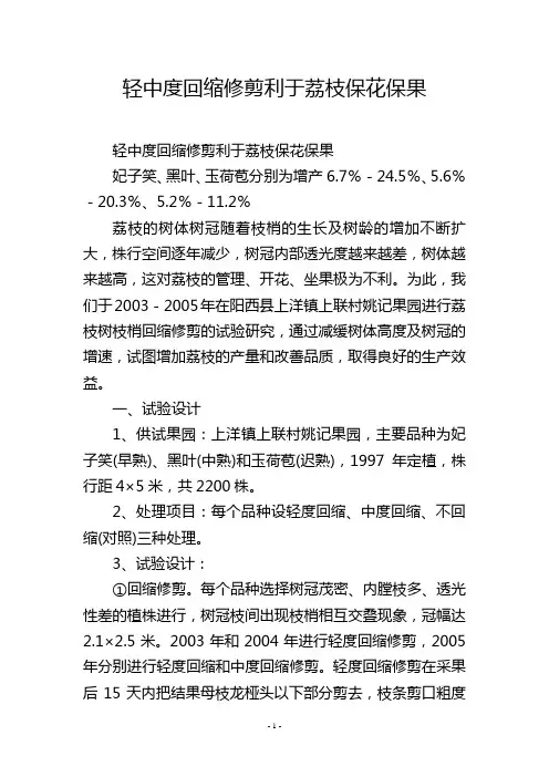 轻中度回缩修剪利于荔枝保花保果