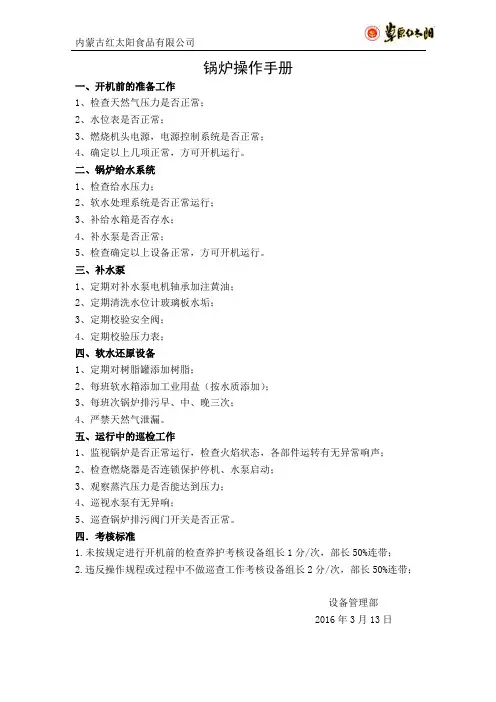 锅炉操作手册