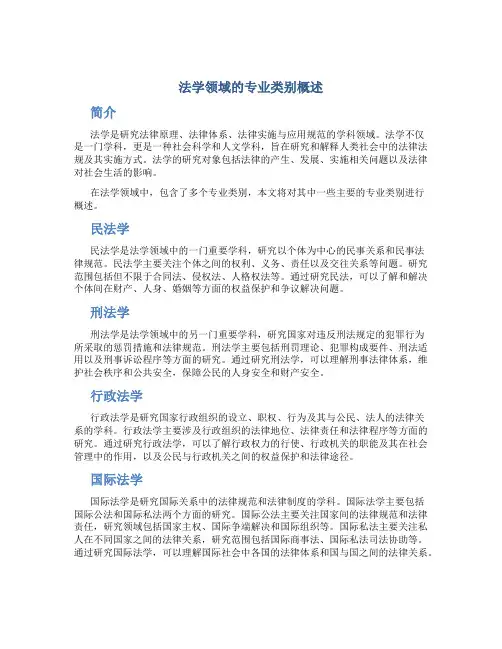 法学都包括什么专业类别