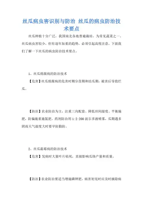 丝瓜病虫害识别与防治 丝瓜的病虫防治技术要点
