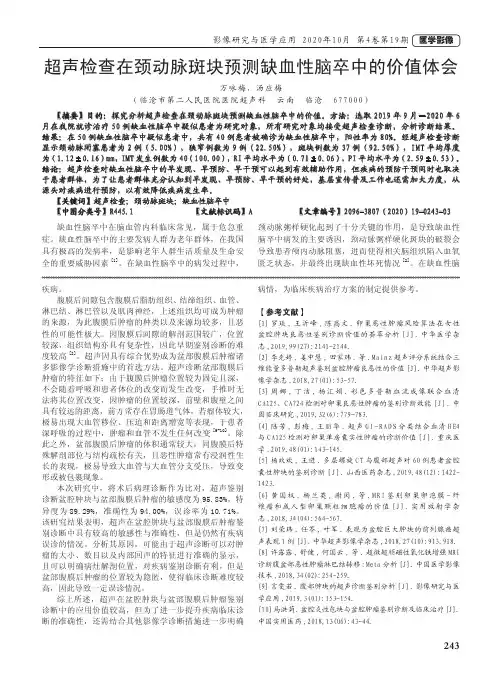 超声检查在颈动脉斑块预测缺血性脑卒中的价值体会