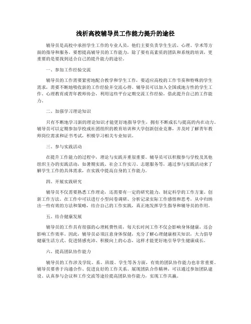 浅析高校辅导员工作能力提升的途径