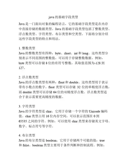 java的基础字段类型