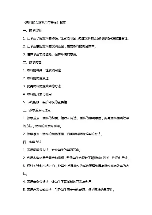《燃料的合理利用与开发》教案