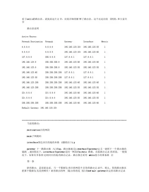 路由表说明（详解routeprint）