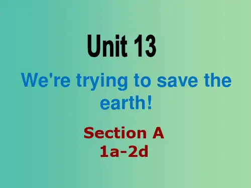 九年级英语全册 Unit 13 We’re trying to save the earth Sec