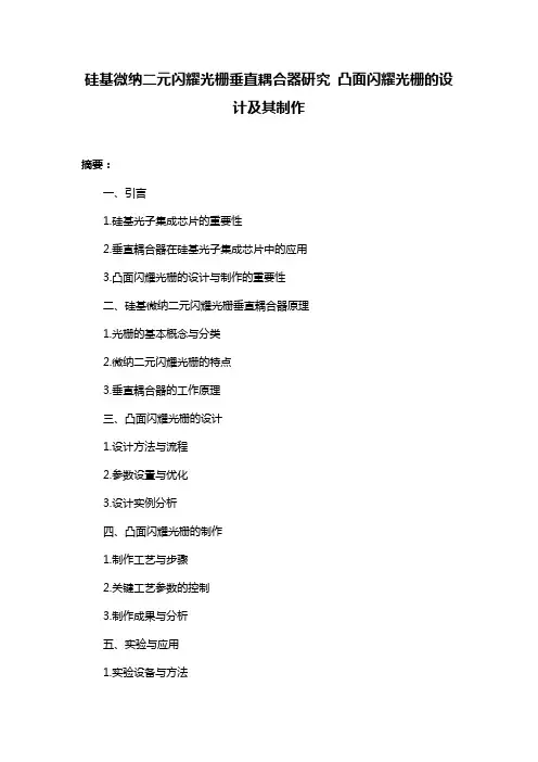 硅基微纳二元闪耀光栅垂直耦合器研究 凸面闪耀光栅的设计及其制作