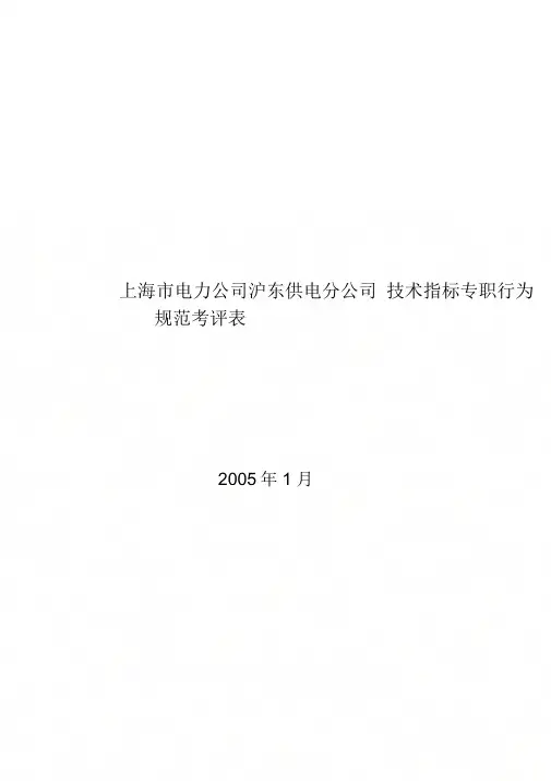 上海市电力公司沪东供电分公司技术指标专职行为规范考评表