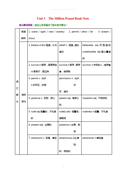 Unit-3--The-Million-Pound-Bank-Note重点讲解