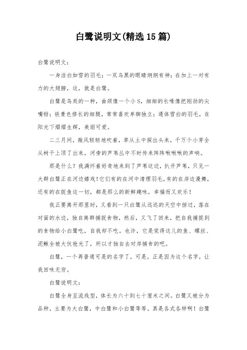 白鹭说明文(精选15篇)