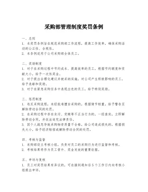 采购部管理制度奖罚条例
