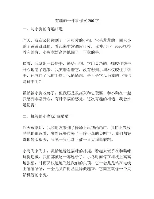 有趣的一件事作文200字