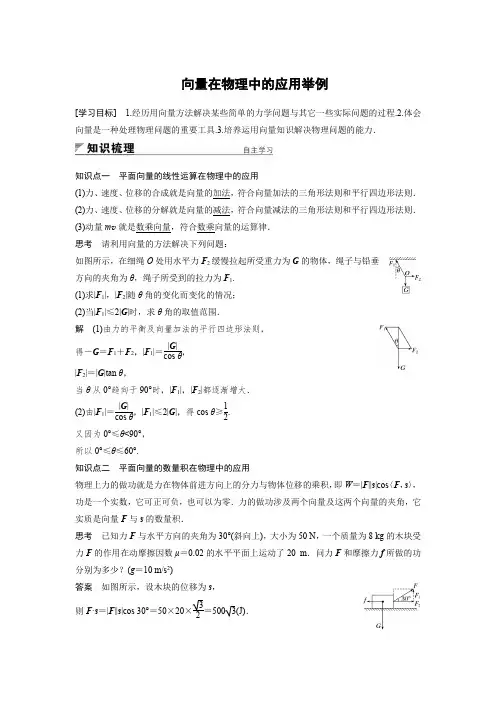 (完整版)必修四向量在物理中的应用举例(附答案)