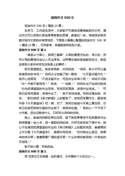 孤独作文500字（精选25篇）