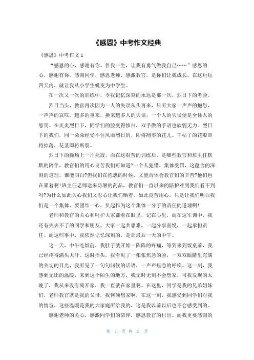 《感恩》中考作文经典