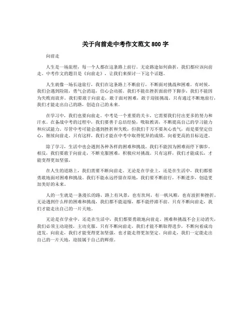 关于向前走中考作文范文800字