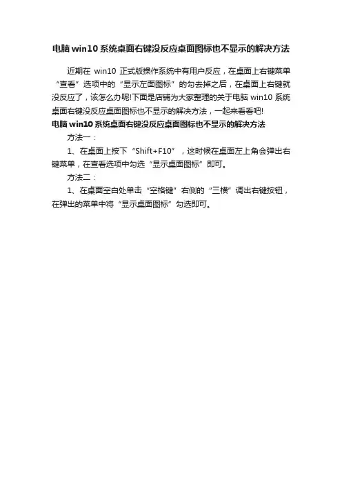 电脑win10系统桌面右键没反应桌面图标也不显示的解决方法