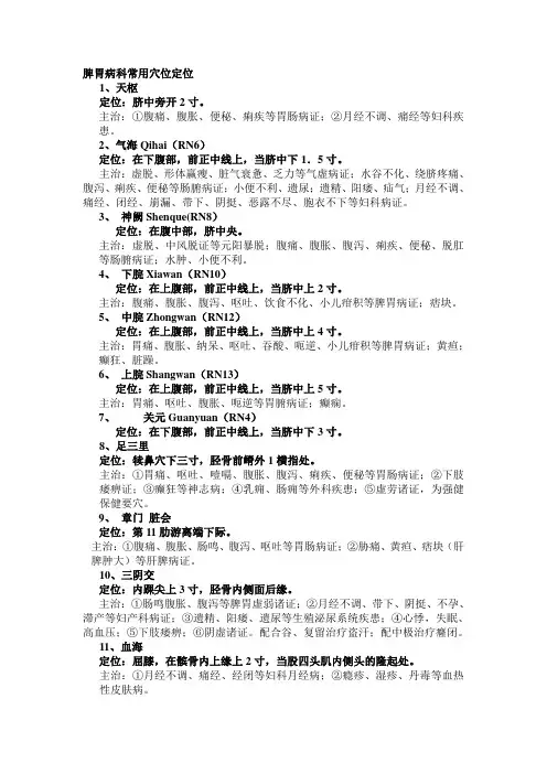 中医外治常用穴位
