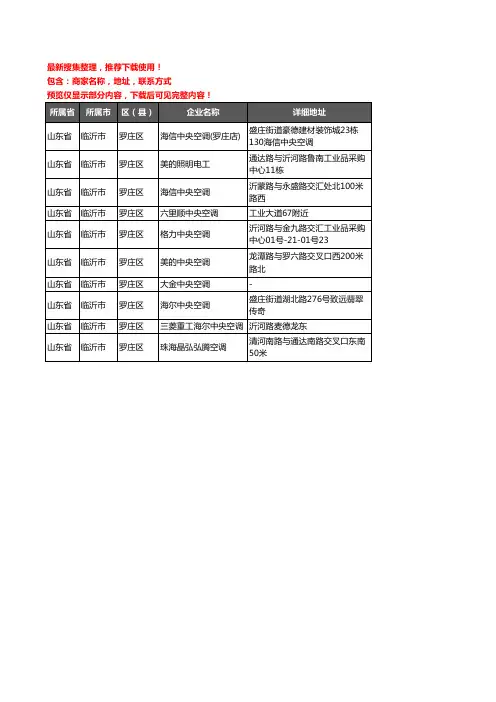新版山东省临沂市罗庄区中央空调企业公司商家户名录单联系方式地址大全10家