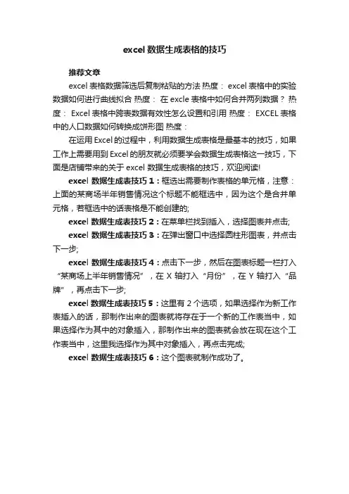 excel数据生成表格的技巧