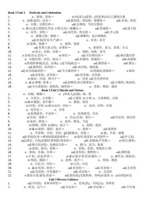高三英语一轮复习人教版(2019)必修第三册词性转换综合检测