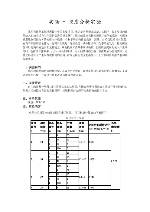 照度试验报告
