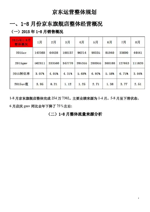 京东(旗舰店)运营整体规划方案