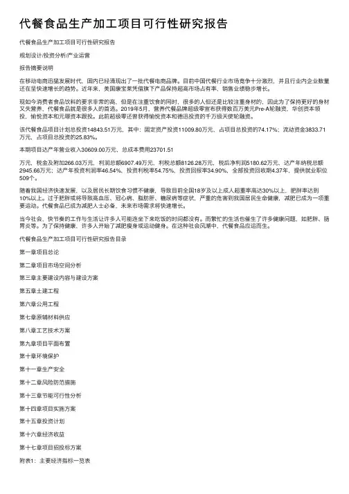 代餐食品生产加工项目可行性研究报告