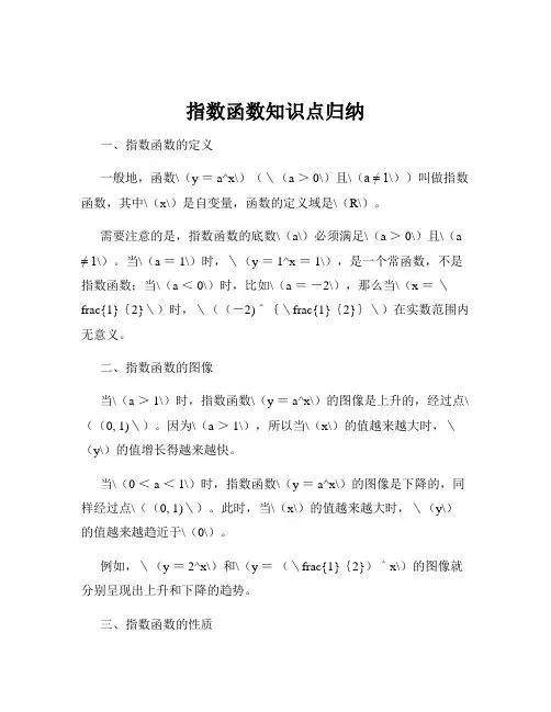 指数函数知识点归纳