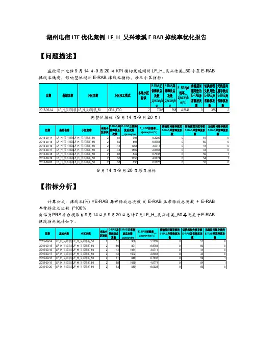 湖州电信优化案例-LF_H_吴兴埭溪E-RAB掉线率分析报告