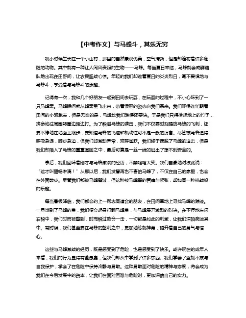 【中考作文】与马蜂斗,其乐无穷