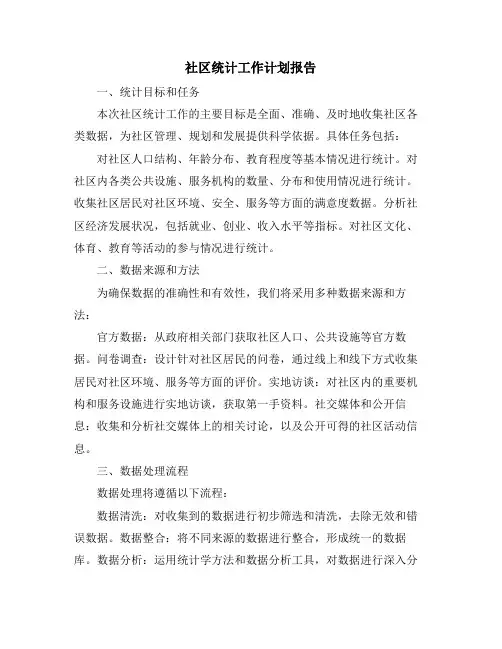 2024年社区统计工作计划报告