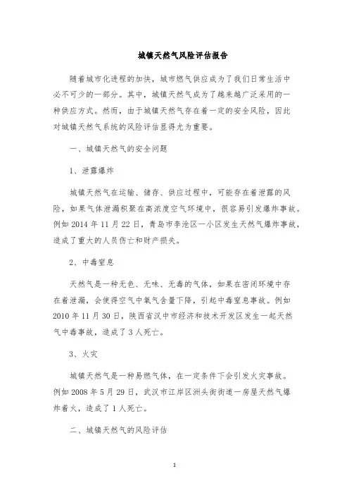 城镇天然气风险评估报告
