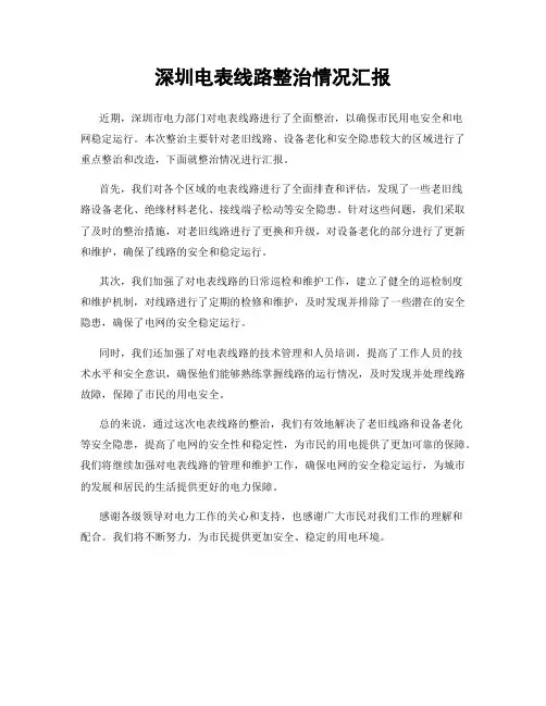 深圳电表线路整治情况汇报