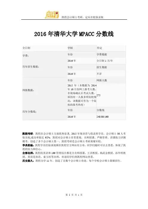 2016年清华大学MPACC分数线