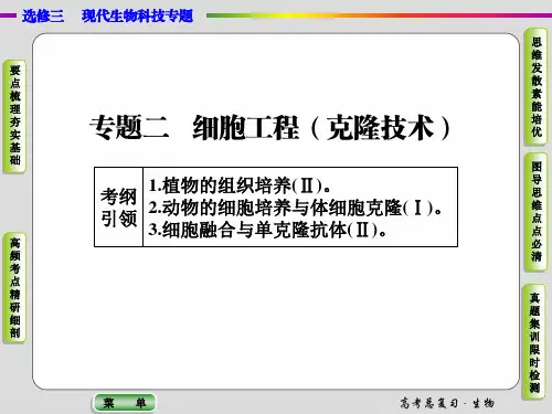 高三生物一轮总复习课件选修三专题二细胞工程(克隆技术)