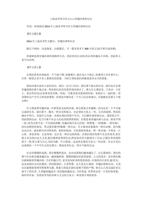 上海高考零分作文——穿越沙漠和自由