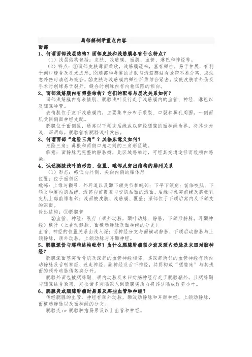 局部解剖学重点内容