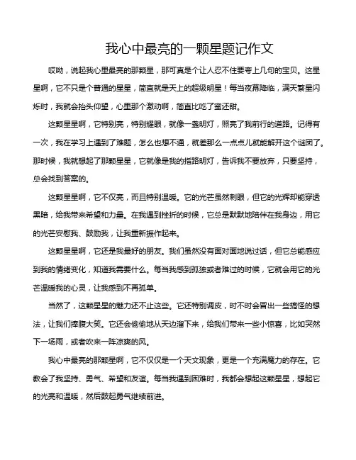 我心中最亮的一颗星题记作文