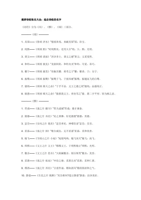 《诗经》《楚辞》取名大全