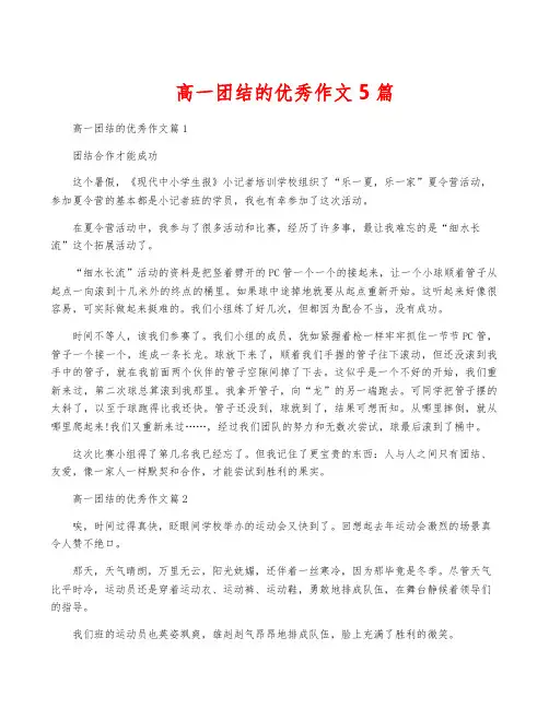 高一团结的优秀作文5篇