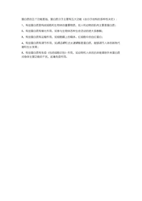 蛋白质的五大功能高中