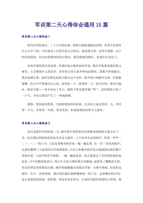 军训第二天心得体会通用15篇